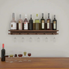 Aesthetic Backlit Look MDF Wooden Mini Bar Shelf in Walnut Finish