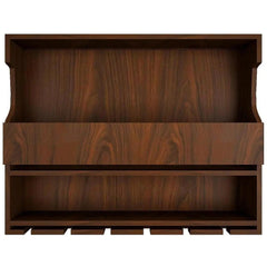 Exquisite Designer Backlit MDF Mini Bar Shelf in Walnut Finish