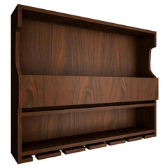 Exquisite Designer Backlit MDF Mini Bar Shelf in Walnut Finish