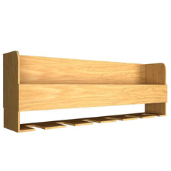 Minimalistic Design Artistic Backlit Wall Mounted Mini Bar Shelf in Light Oak Finish