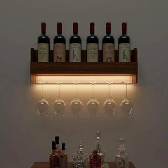 Modern Wooden Backlit MDF Bar Mini Bar Shelf Cabinet in Walnut Finish