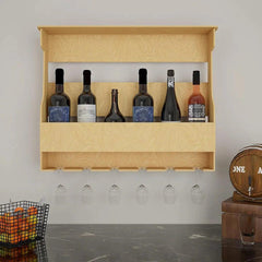 Premium High Quality Backlit Design Bar Wall Shelf / Mini Bar Shelf in Light Oak Finish