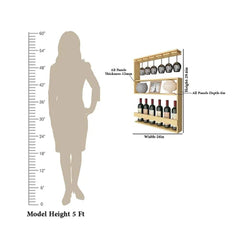 Modern Designer Backlit MDF Bar Wall Shelf / Mini Bar Shelf in Light Oak Finish