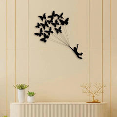 Boy With Butterflies Metal Wall Art
