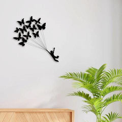 Boy With Butterflies Metal Wall Art