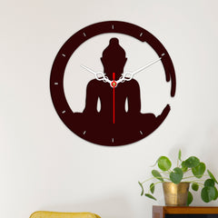 Buddha in Lotus Posture Designer Wooden Wall Clock