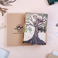 Vintage Leather Journal Dairy - Unruled Notebook Diary for Traveler with Mother of Earth Print