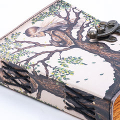 Vintage Leather Journal Dairy - Unruled Notebook Diary for Traveler with Mother of Earth Print