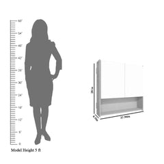 Beautiful Wooden Bathroom Organizer Cabinet with Mirror & 4 Spacious Shelves with Brown Finish