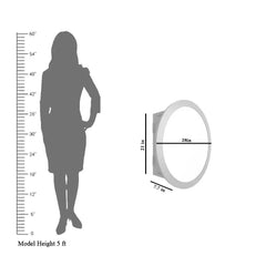 Modish Circular Shaped Wooden Bathroom Cabinet Mirror with 2 Spacious Shelves with Brown Finish