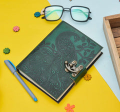 Leather Journal Diary with metal lock vintage Journal handmade 200 pages white unruled|travel Diary|personal journal -1