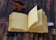 Genuine Leather Diary | Vintage Handmade Leather Journal | Premium Antique String Closure | 200 Handmade Deckle Edge Antique Pages -1