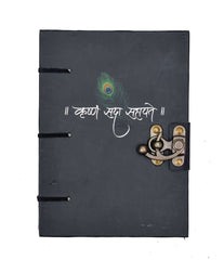 Handmade Printed Cardboard Journal Diary with Buckle Lock Unruled 200 Pages Notepad Personal Diaries for Men and Women -1