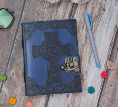 Leather Journal Diary with metal lock vintage Journal handmade 200 pages white unruled|travel Diary|personal journal -1