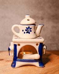 🌬️ Ultrasonic Ceramic Aroma Diffuser – Soothing Mist for Mindful Living (Beige & Blue)