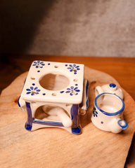 🌬️ Ultrasonic Ceramic Aroma Diffuser – Soothing Mist for Mindful Living (Beige & Blue)