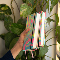 Marbled cover Hardbound Unruled Diary journal