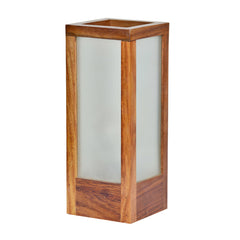 25.4 cm Modern Frosted Glass Table Lamp In Sheesham Wood
