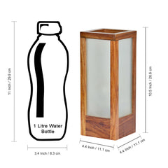 25.4 cm Modern Frosted Glass Table Lamp In Sheesham Wood