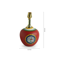 33 cm Terracotta Handpainted Warli Matki Table Lamp In Red