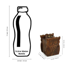 'Bright Night Owl' Table Lamp With Hand Carved Owl Motif In Sheesham Wood