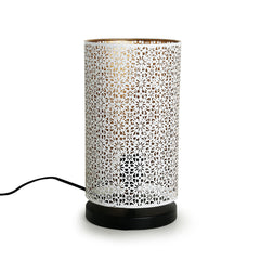 'Moroccan Shimmer' Hand Etched Iron Table Lamp (30.5 cm, White)