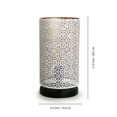 'Moroccan Shimmer' Hand Etched Iron Table Lamp (30.5 cm, White)