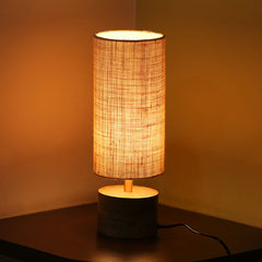 'Volta' Round Table Lamp In Mango Wood (35.6 cm)
