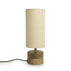 'Volta' Round Table Lamp In Mango Wood (35.6 cm)
