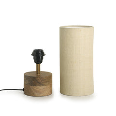 'Volta' Round Table Lamp In Mango Wood (35.6 cm)