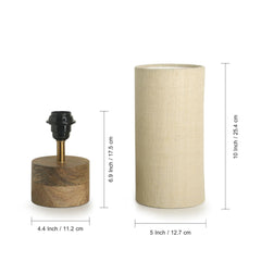 'Volta' Round Table Lamp In Mango Wood (35.6 cm)