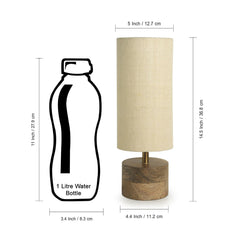 'Volta' Round Table Lamp In Mango Wood (35.6 cm)