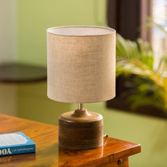'Starlight' Round Table Lamp In Mango Wood (35.6 cm)