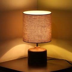 'Starlight' Round Table Lamp In Mango Wood (35.6 cm)