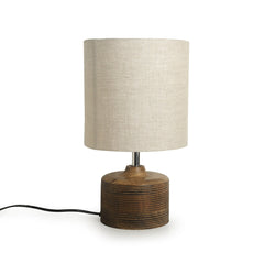 'Starlight' Round Table Lamp In Mango Wood (35.6 cm)