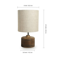 'Starlight' Round Table Lamp In Mango Wood (35.6 cm)