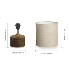 'Starlight' Round Table Lamp In Mango Wood (35.6 cm)