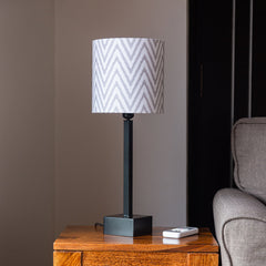 'Greyed Chevrons' Handcrafted Table Lamp In Iron (45.7 cm)