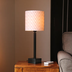 'Greyed Chevrons' Handcrafted Table Lamp In Iron (45.7 cm)