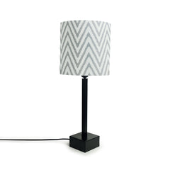 'Greyed Chevrons' Handcrafted Table Lamp In Iron (45.7 cm)