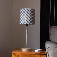 'Moroccan Navy' Handcrafted Table Lamp In Mango Wood & Steel (45.7 cm)