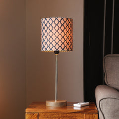 'Moroccan Navy' Handcrafted Table Lamp In Mango Wood & Steel (45.7 cm)