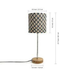 'Moroccan Navy' Handcrafted Table Lamp In Mango Wood & Steel (45.7 cm)