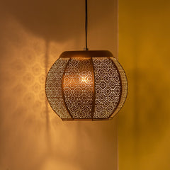 'Morrocan Treasure' Hand-etched Pendant Lamp In Iron (20.3 cm, Matte Finish)
