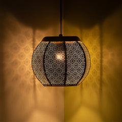 'Morrocan Treasure' Hand-etched Pendant Lamp In Iron (20.3 cm, Matte Finish)