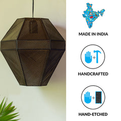 Vintage Lines' Hand-etched Pendant Lamp In Iron (30.5 cm | Matte Finish)