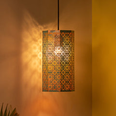Morrocan Waves' Hand-etched Pendant Lamp In Iron (35.6 cm | Matte Finish)