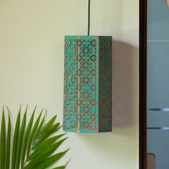 Morrocan Waves' Hand-etched Pendant Lamp In Iron (35.6 cm | Matte Finish)