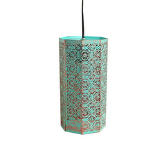 Morrocan Waves' Hand-etched Pendant Lamp In Iron (35.6 cm | Matte Finish)