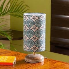 'Paisley-Carved' Table Lamp In Mango Wood (35.6 cm)
